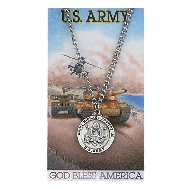 Round St. Michael Army Medal and Prayer Card Set