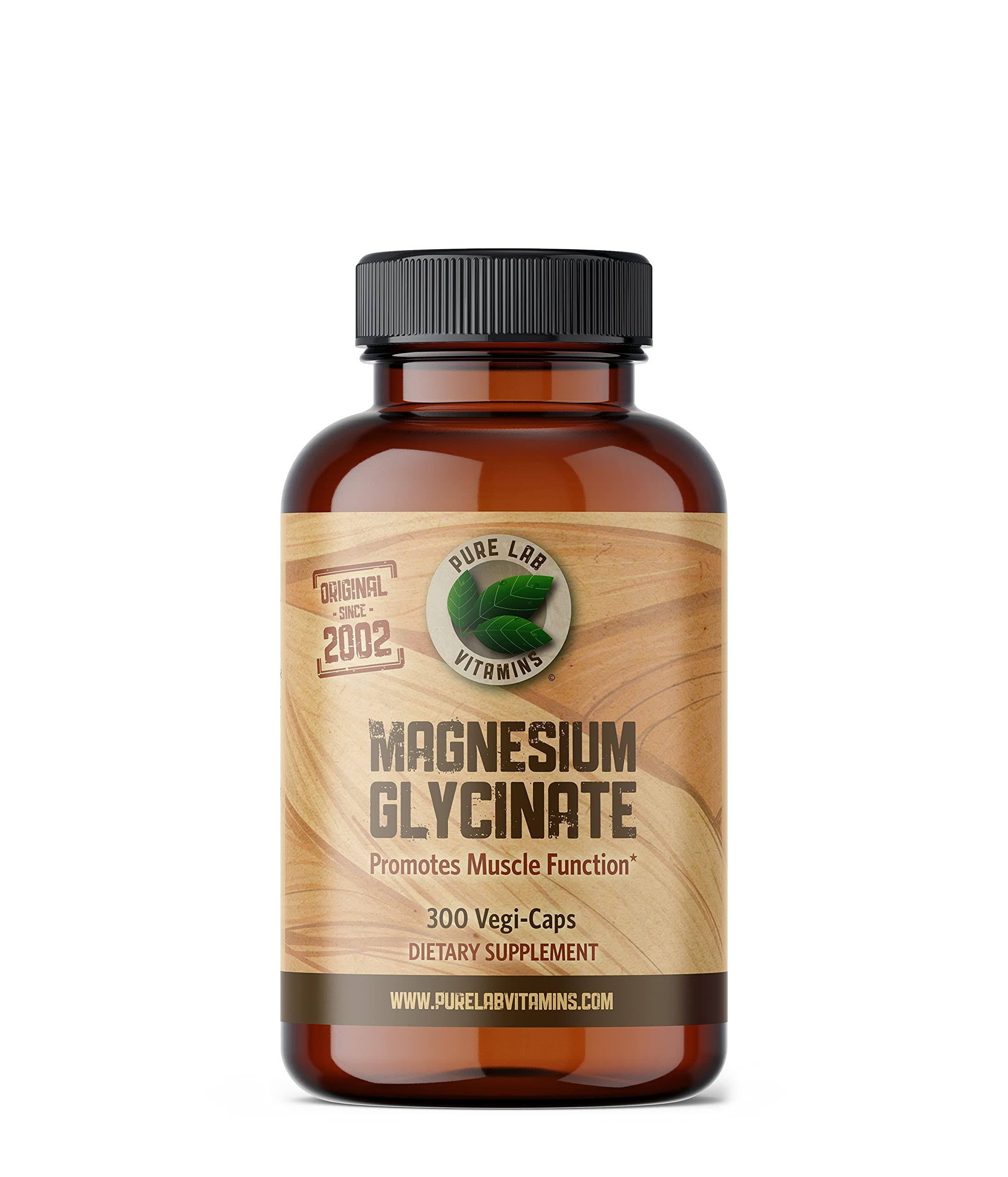Pure Lab Vitamins | Magnesium Glycinate Vcaps, Gluten and Vegan Friendly 300 Capsules