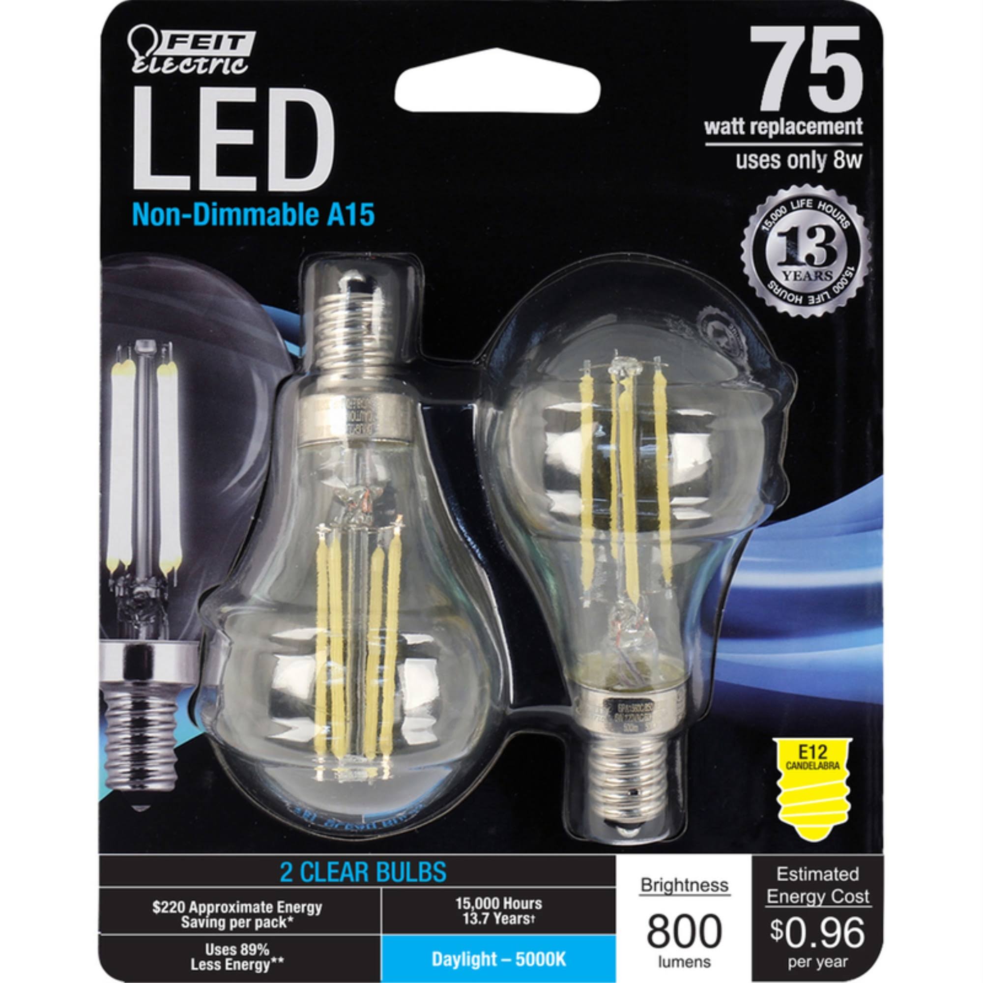 Feit Electric BPA1575C850FIL2 A15 E12 Filament LED Bulb - 75W