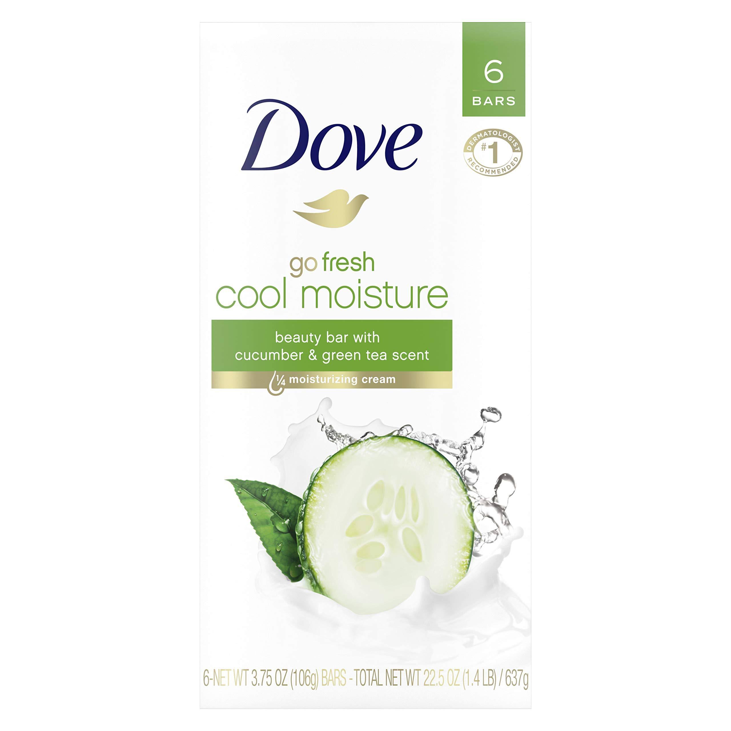 Dove Go Fresh Cool Moisture Beauty Bar with Cucumber & Green Tea Scent Bath Bars - 6 x 4 oz