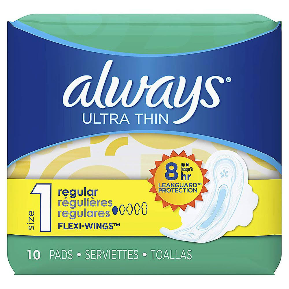 Always Ultra Thin Pads with Wings, Regular, 10 Count