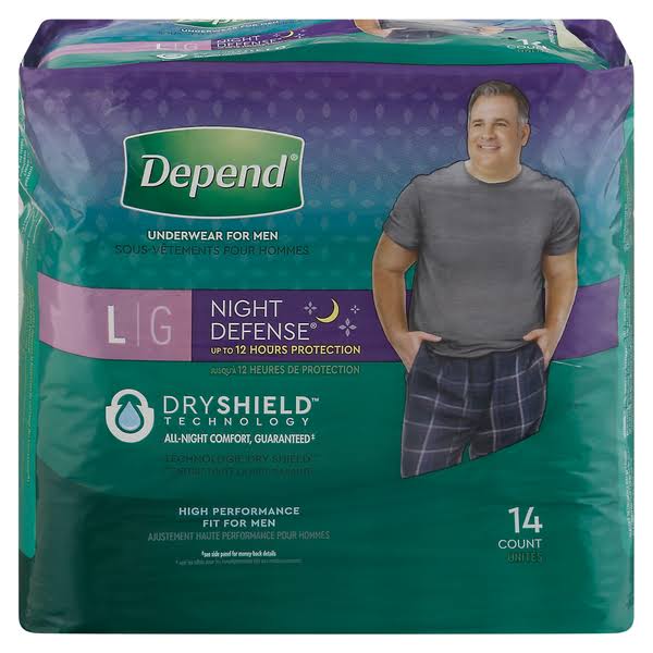 Depend Night Defense Underwear, for Men, Large - 14 underwear