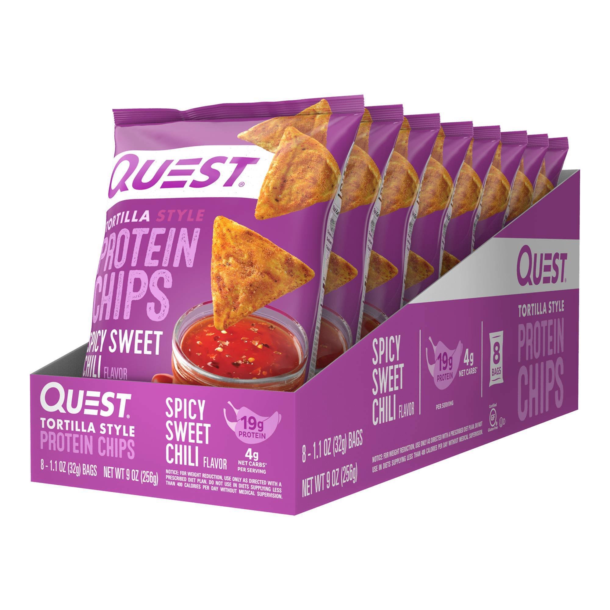 Quest Protein Chips, Tortilla Style, Spicy Sweet Chili - 8 pack, 1.1 oz bags