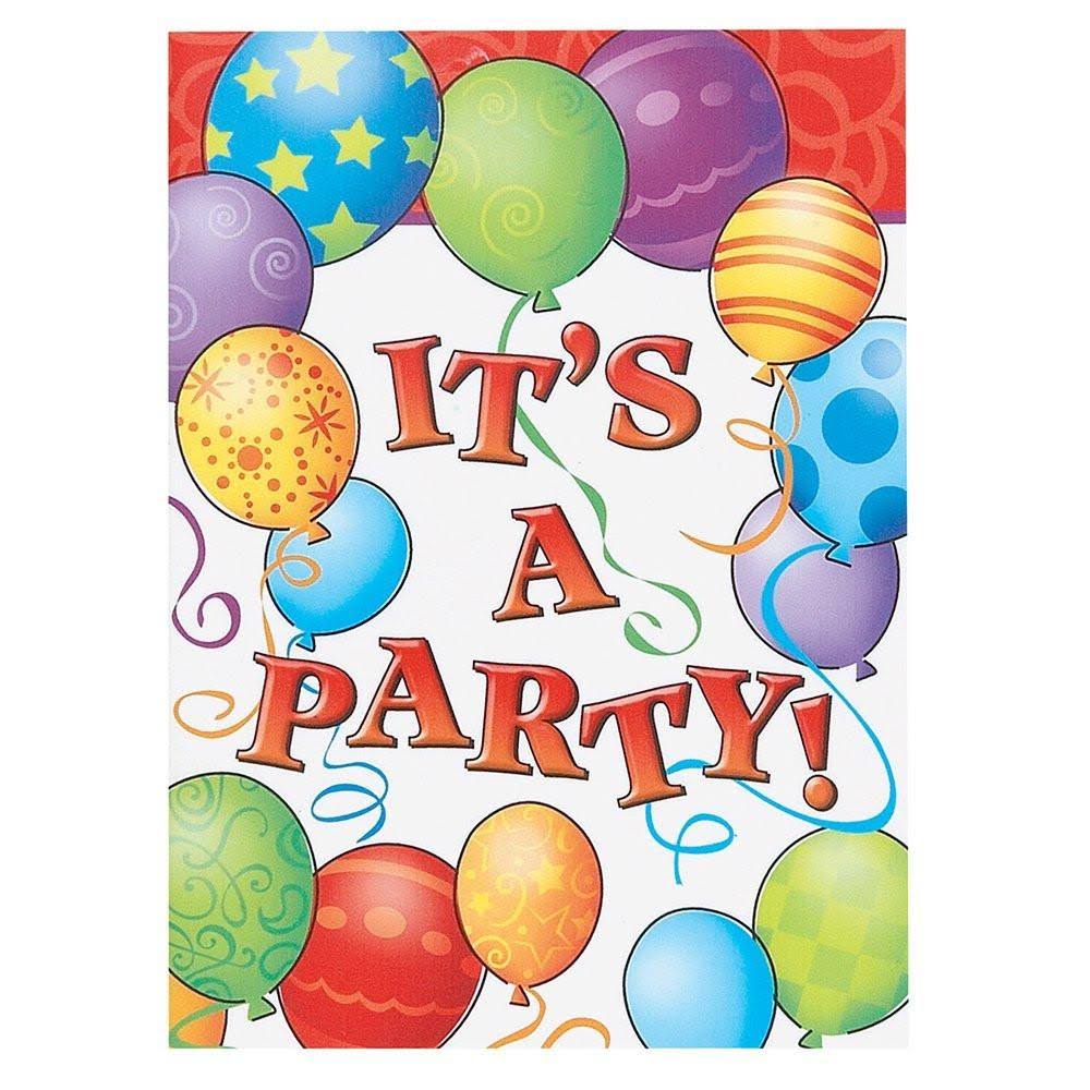 Birthday Balloons Party Invitations - 8ct