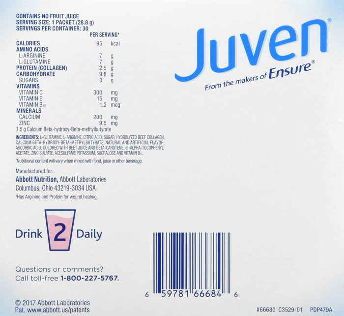 Juven Fruit Punch Therapeutic Nutrition Powder 30 X 28.8 GM