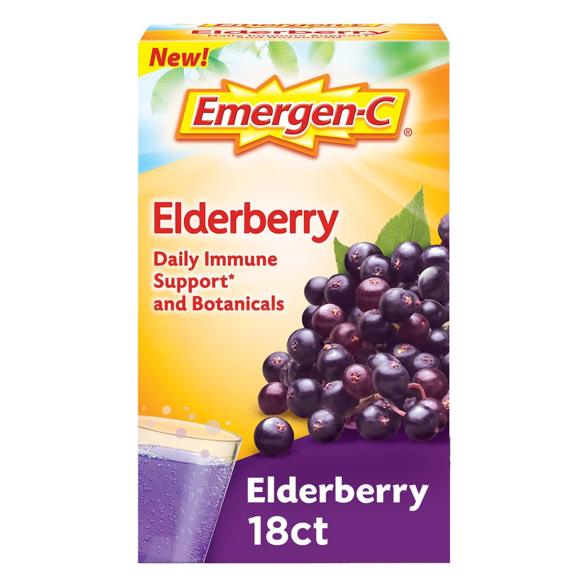 Emergen-C Drink Mix, Elderberry - 18 pack, 0.29 oz packets