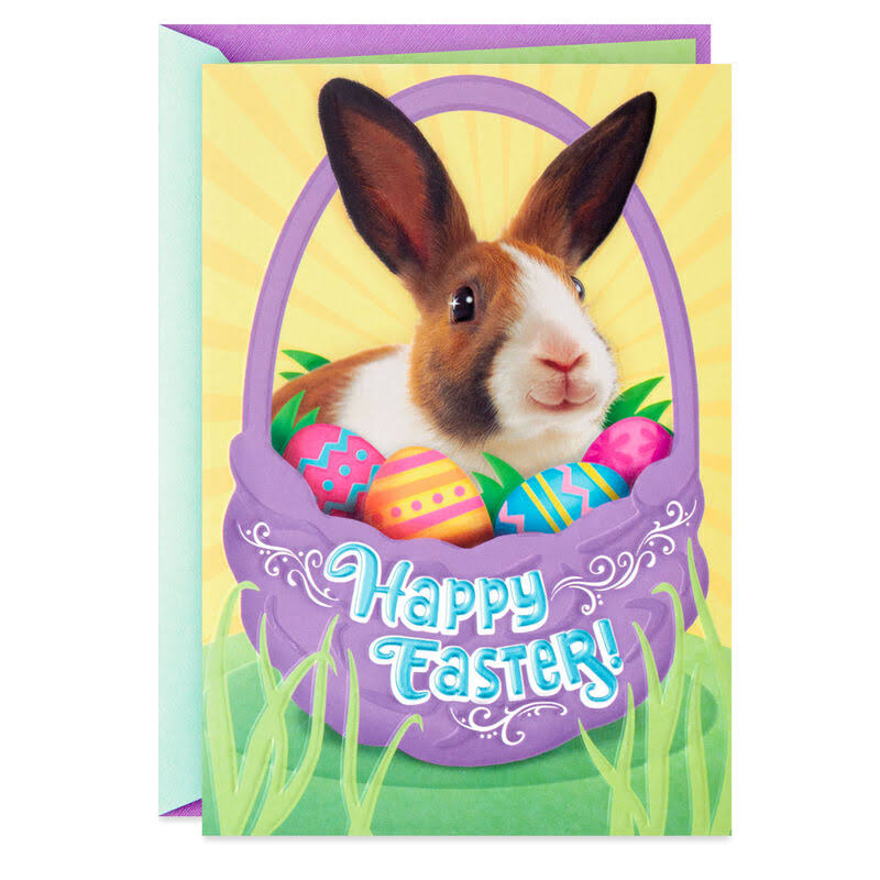 Hallmark Easter Card, Bunny and Eggs in Basket Easter Card