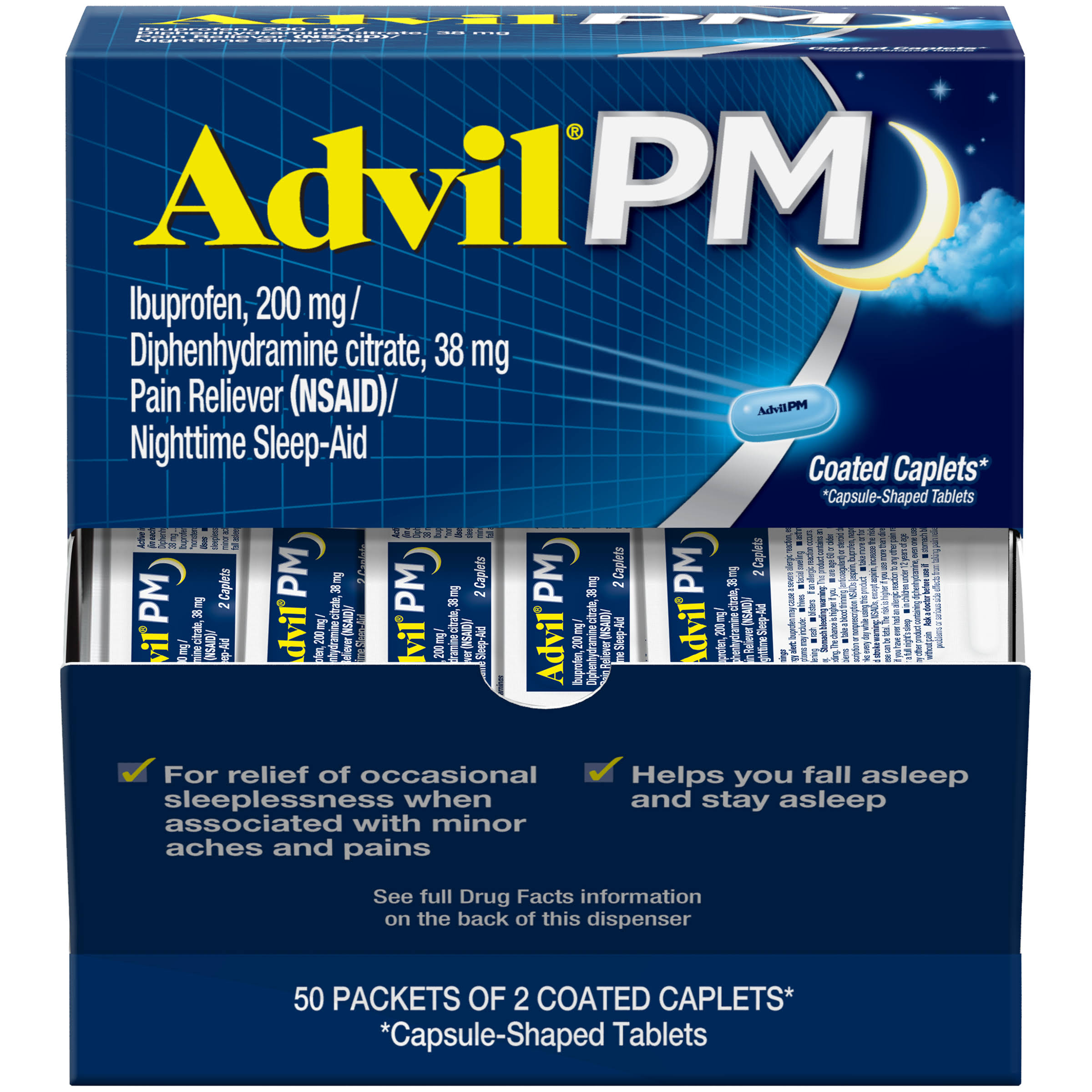 Advil PM Ibuprofen Caplets Pain Reliever - 200mg, 50ct, 2pk