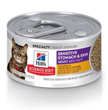 Hill's Science Diet Adult Sensitive Stomach and Skin Canned Cat Food - Chicken and Vegetable Entrée, 2.9oz, 24pk