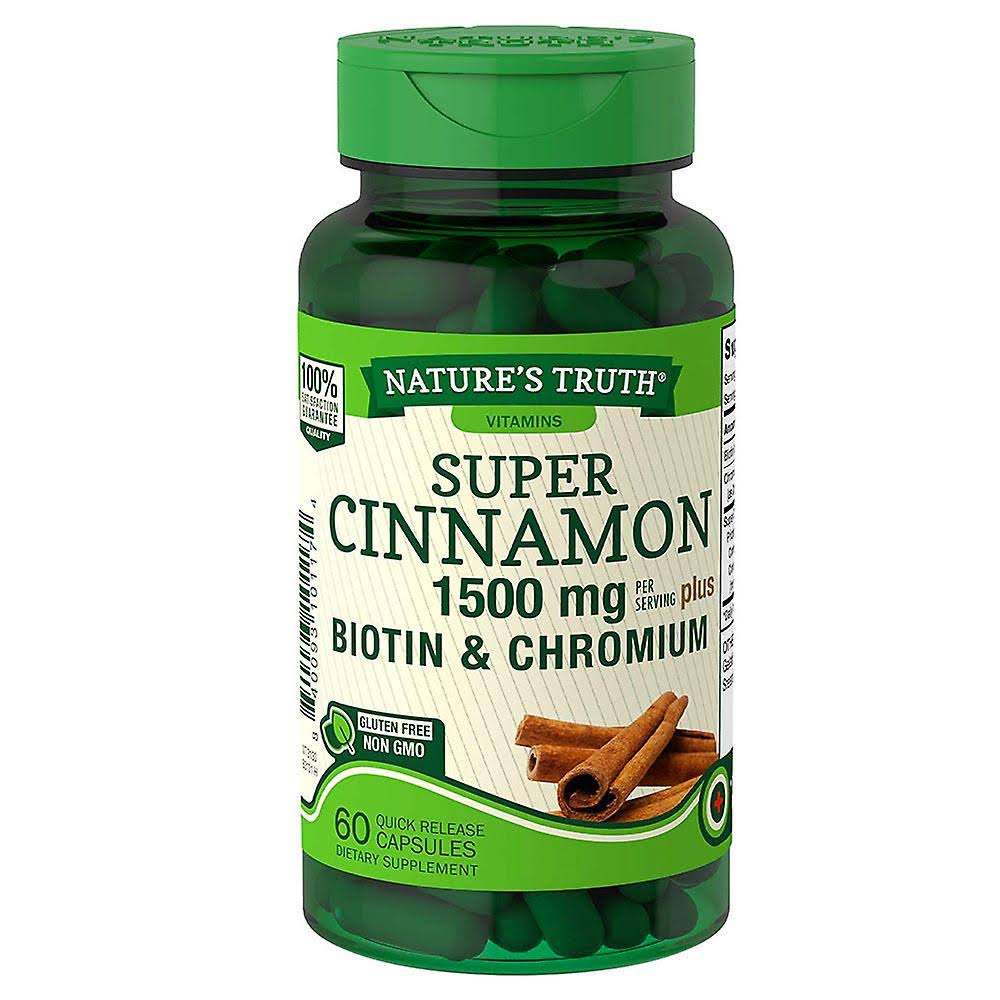 Nature's Truth Super Cinnamon with Biotin and Chromium Dietary Supplement - 1500mg, 60ct