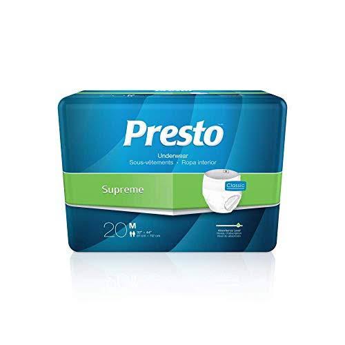 Presto Plus Extra Absorbency Adult Underwear 20-Pack Medium Size ONE P