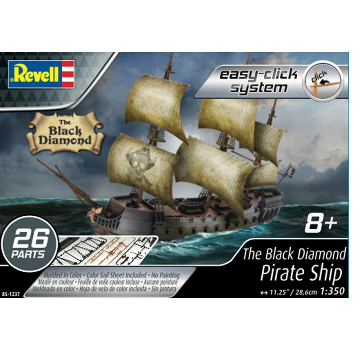 The Black Diamond Pirate Ship (85-1237) Easy-click System 1:350 Scale Ship Plastic Model Kit Revell