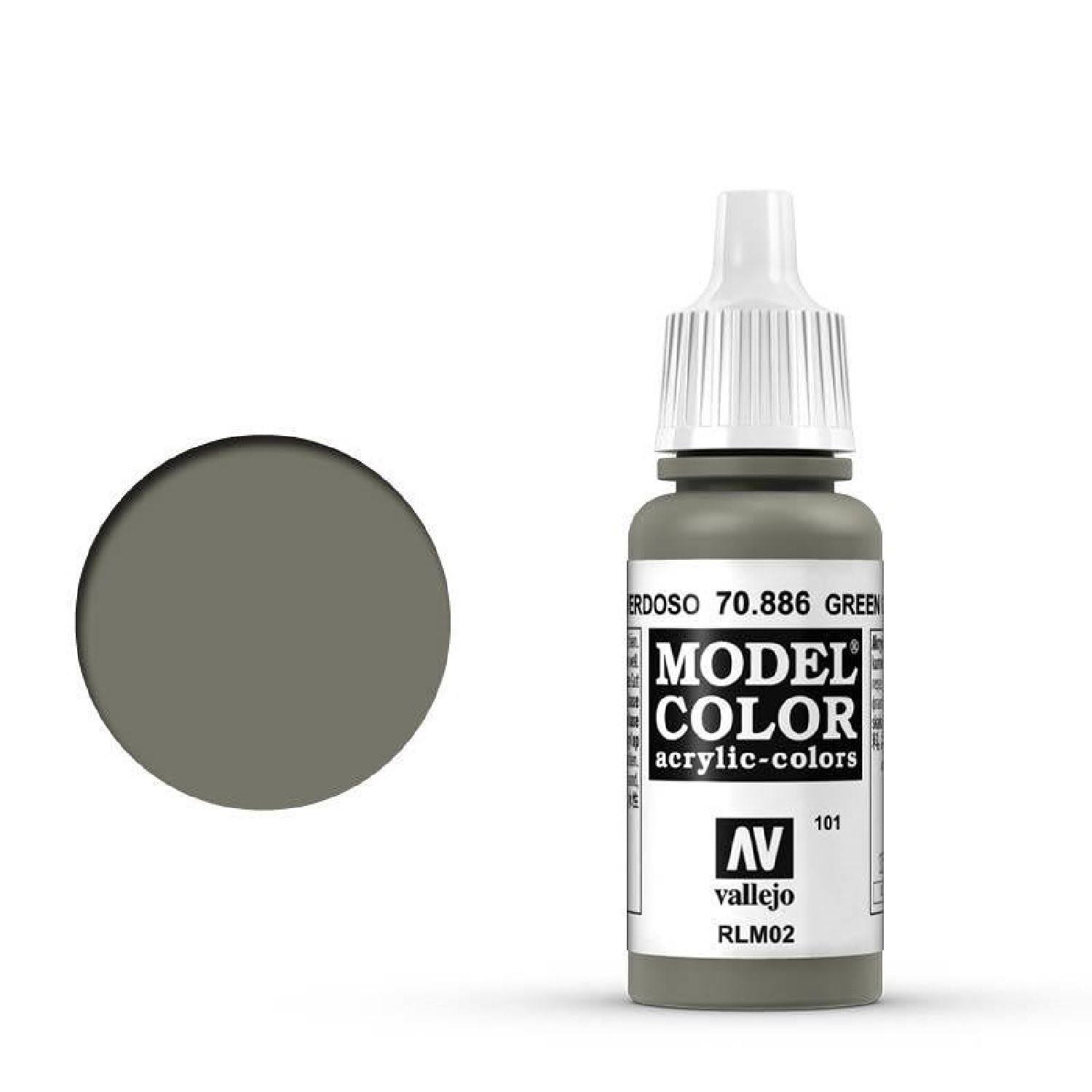 Vallejo Model Color Acrylic Paint - 886 Green Grey, 17ml