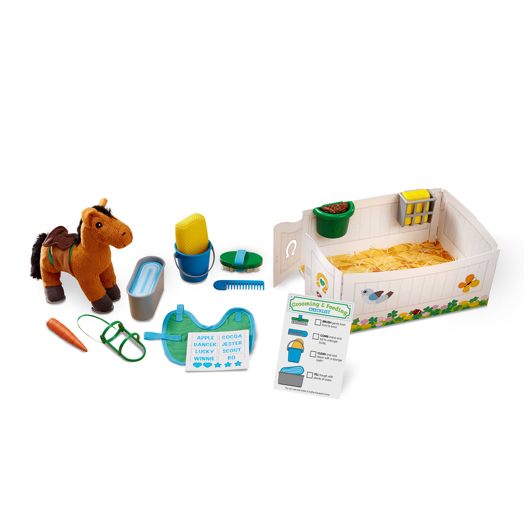 Melissa and Doug Feed and Groom Horse Care Play Set - 23pcs