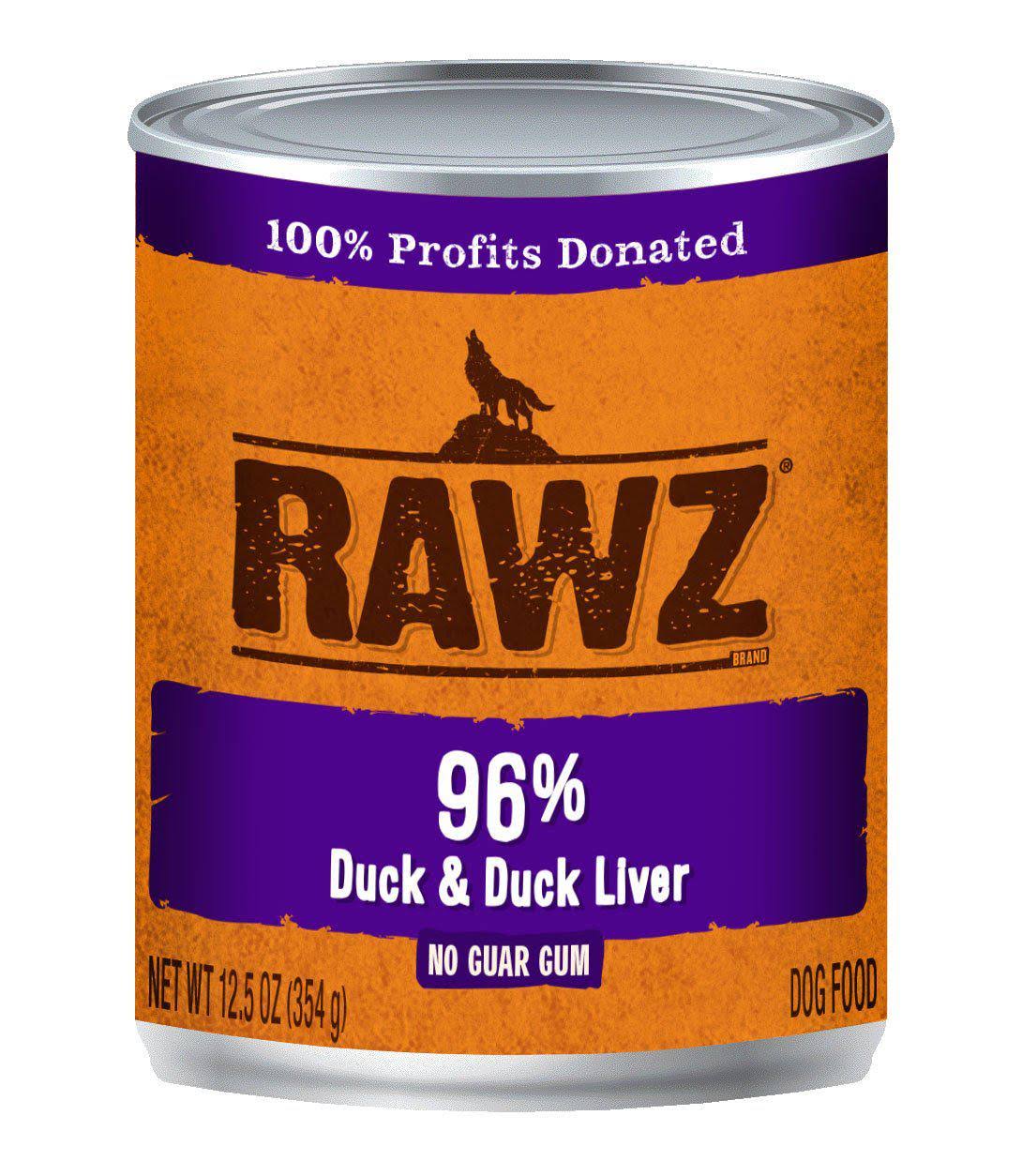 Rawz 96% Duck & Liver Can Dog Food / 12.5 oz