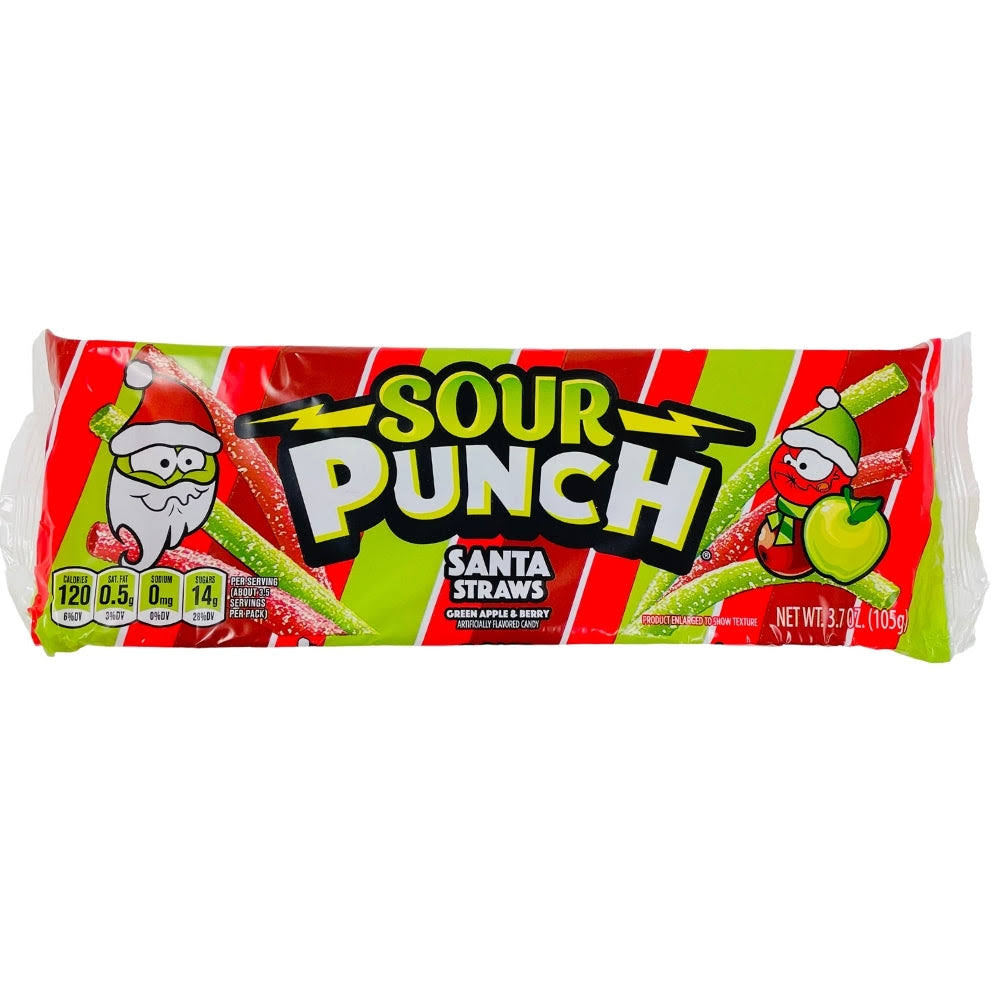 Sour Punch Santa Straws - 105g Christmas Edition