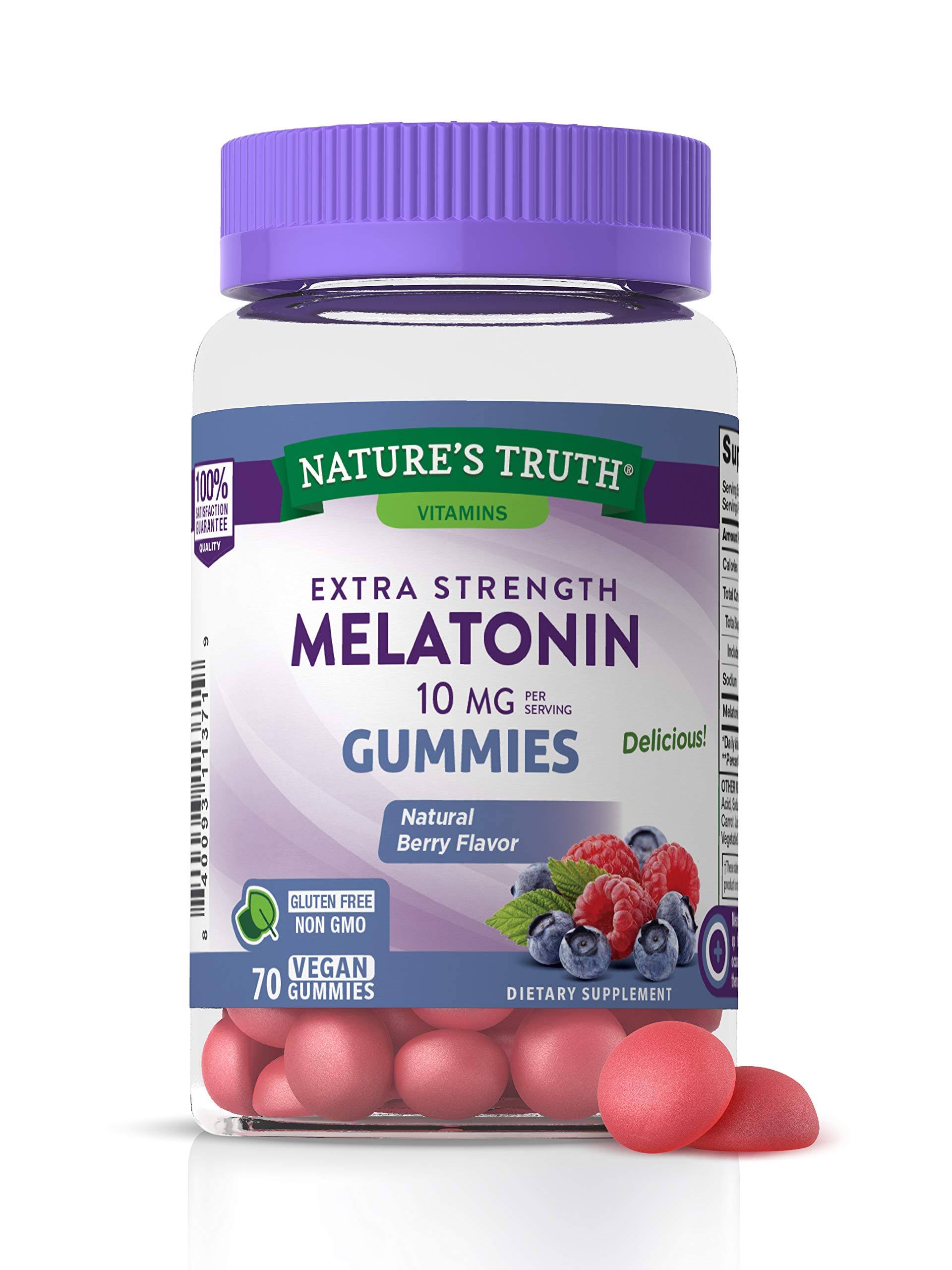 Nature's Truth Melatonin Extra Strength Natural Berry 5 MG 70 Vegan Gummies