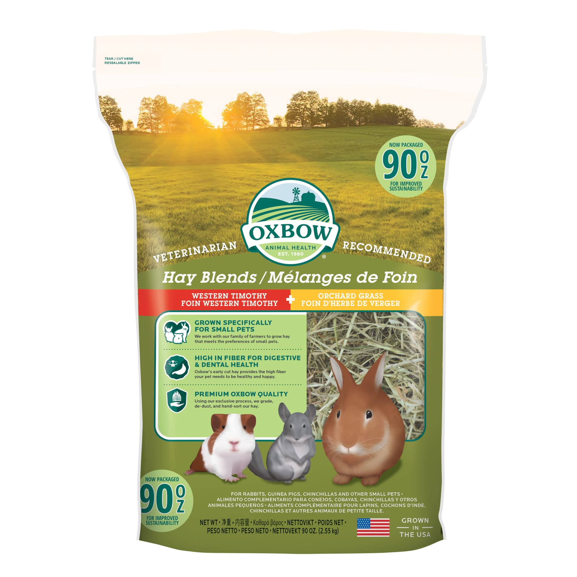 Oxbow Hay Blends Timothy and Orchard Small Animal Pet Food - 90oz
