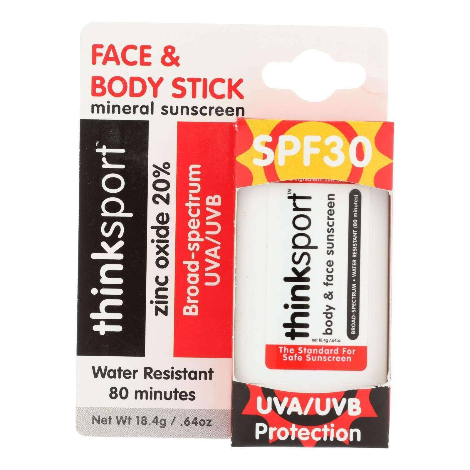 Thinksport Face and Body Stick - SPF 30, 0.64oz