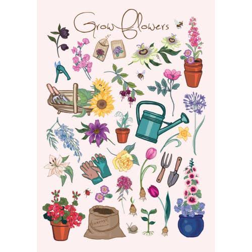Greetings Card Grow Flowers 12x17cm
