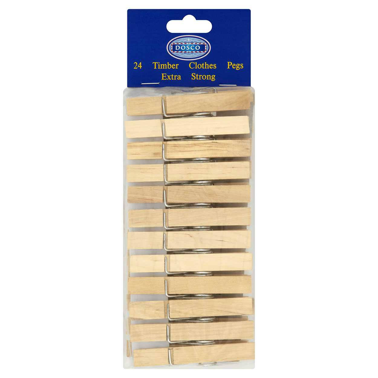 Dosco Timber Clothes Pegs - Extra Strong, 24 Pack