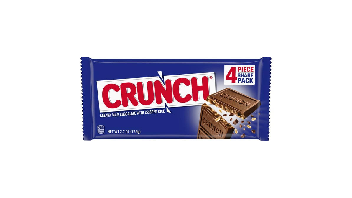Crunch 100% real milk chocolate candy bar, share pack, 2.75 oz