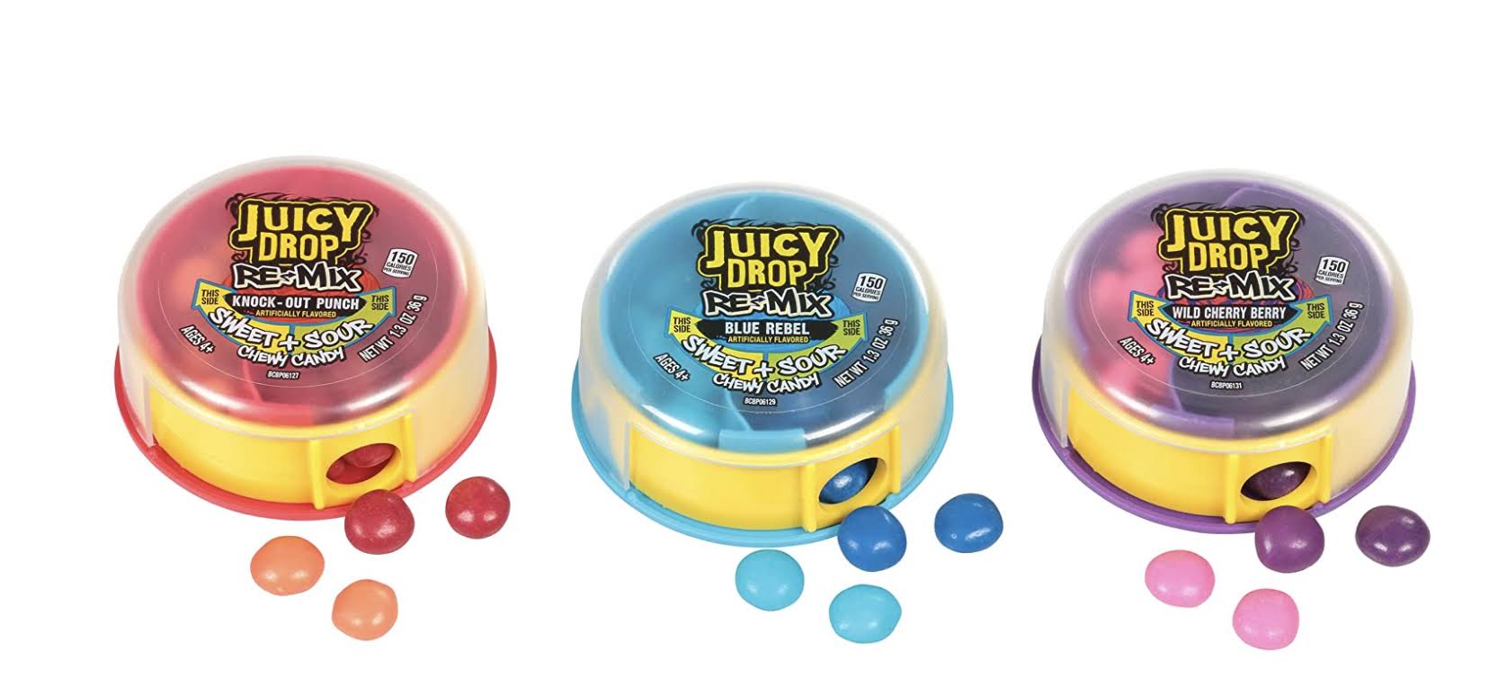 Juicy Drop Re-mix Chewy Candy, Sweet + Sour, Wild Cherry Berry - 1.3 oz