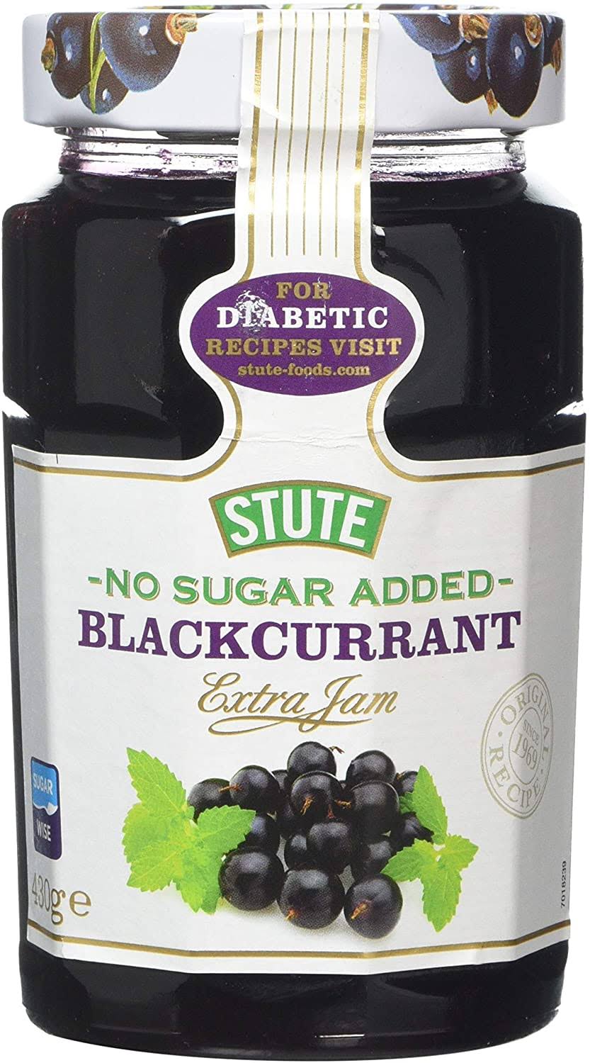 Stute No Sugar Added Extra Jam - Blackcurrant, 430g