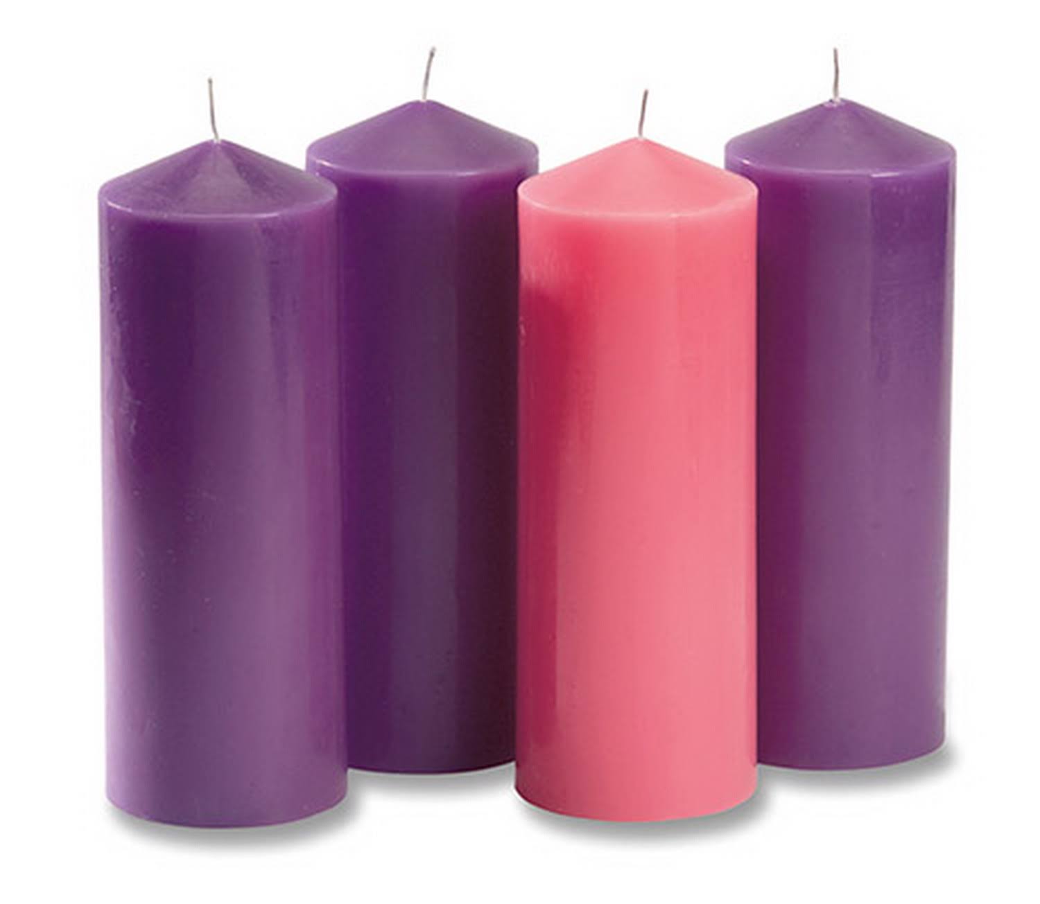 CB Catholic KD172 Advent Pillar Candle Set - Purple & Pink, 8"