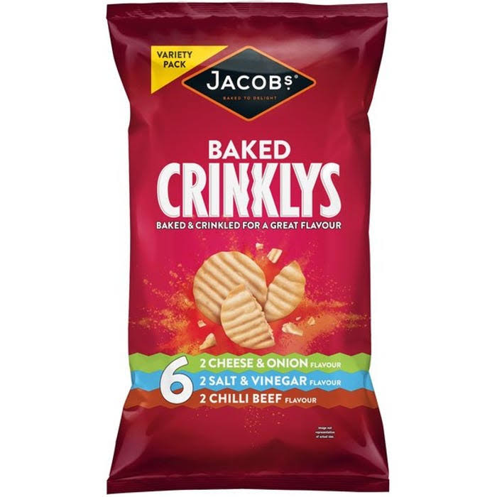 Jacobs Baked Crinkly Crisps - Variety Pack, 150g
