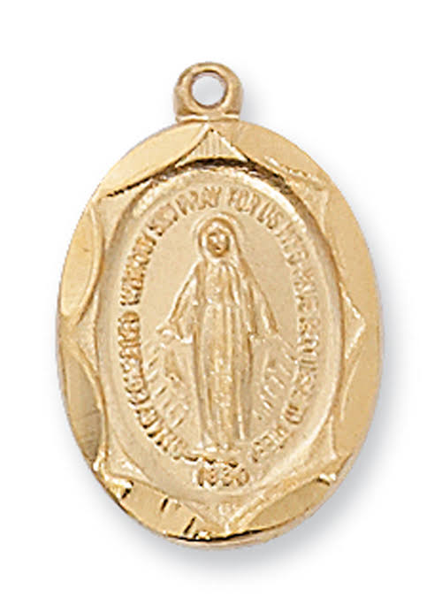 Miraculous Medal with Gold Over Sterling Silver J1603mi