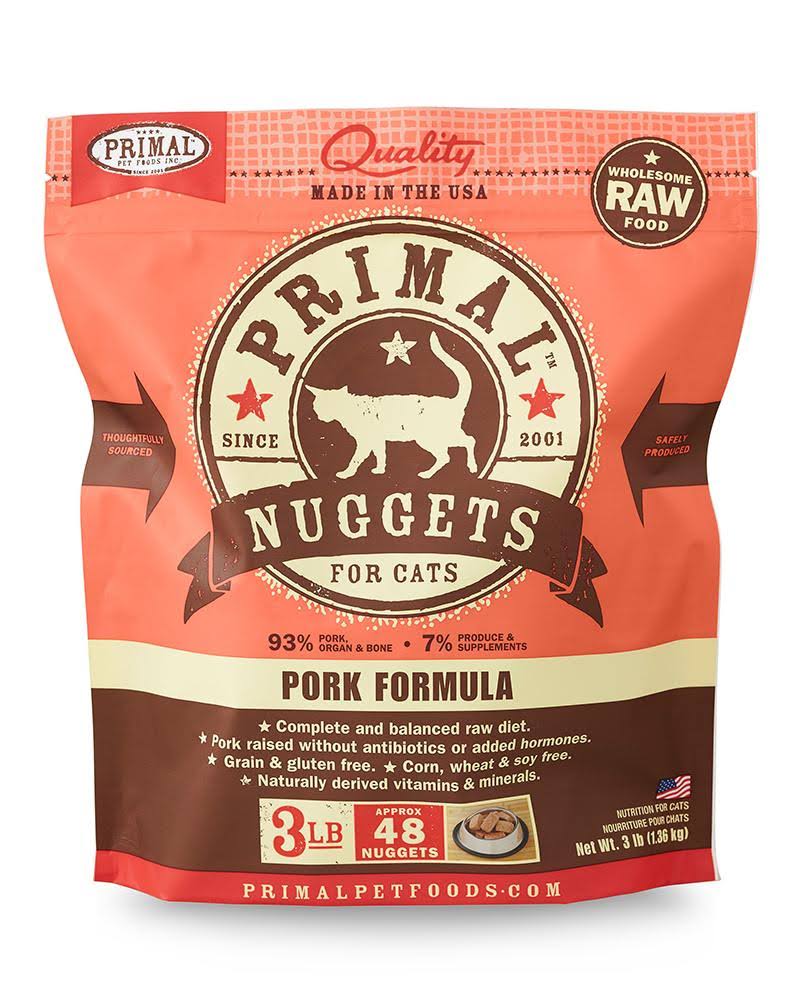 Primal Frozen Nuggets Pork Formula Grain-Free Raw Cat Food 3 LB