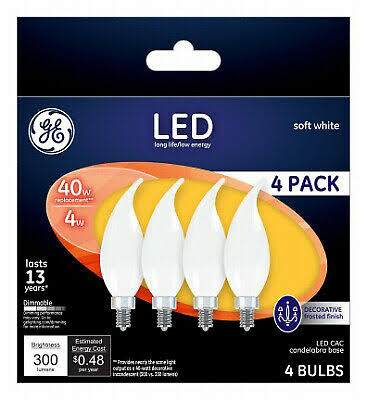 LED Decorative Light Bulb, Frosted, 4-Watts, 4-Pk. -37418