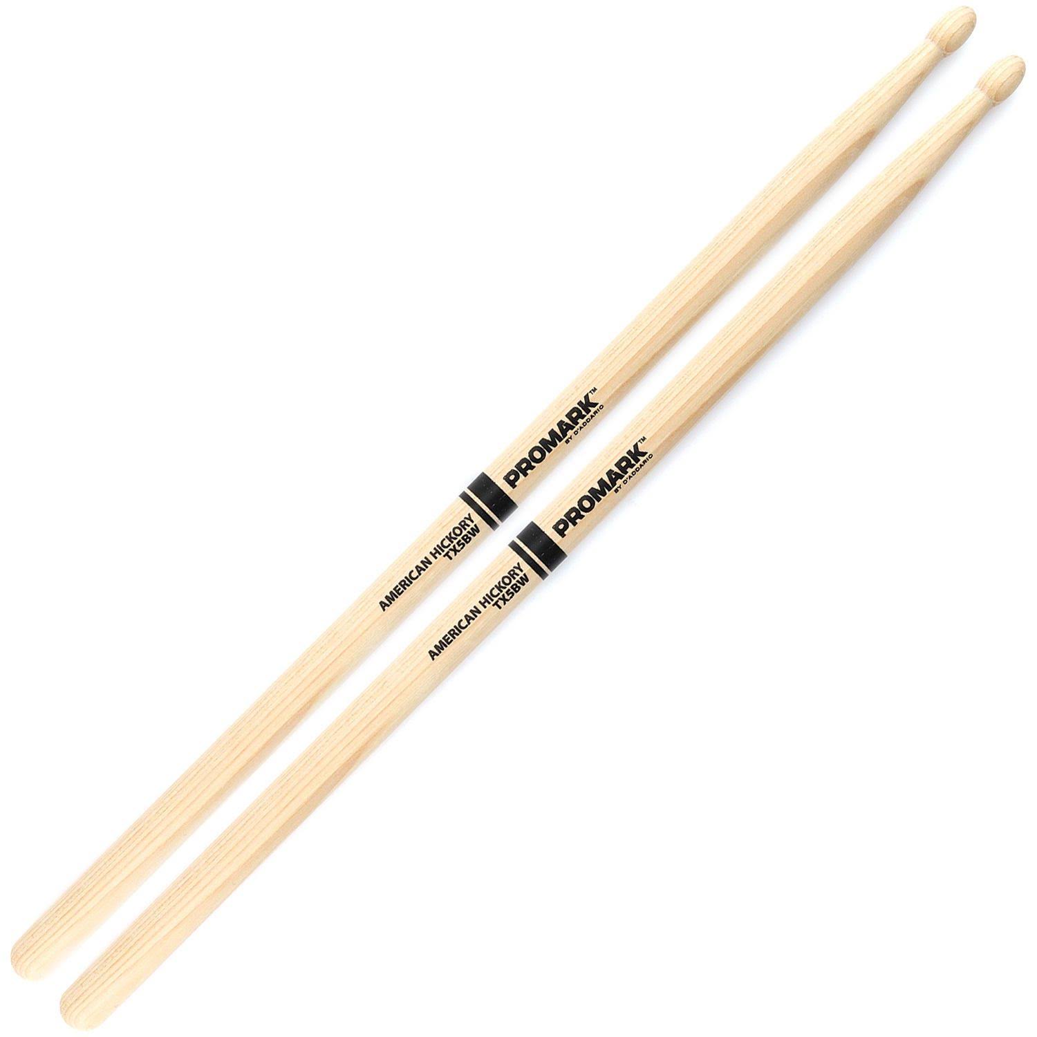 Promark TX5BW Hickory Wood Tip 5B Drumsticks