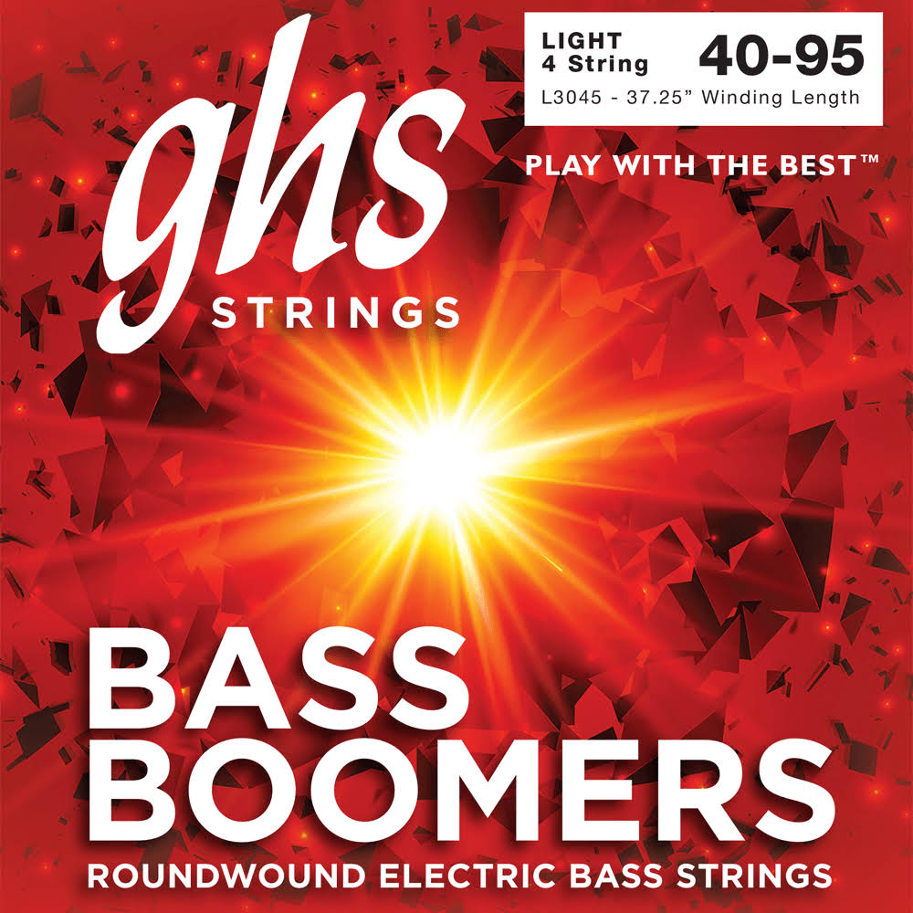 GHS L3045 Bass Boomers 4 String Roundwound Electric Bass Strings - Long Scale, 40-95 Light