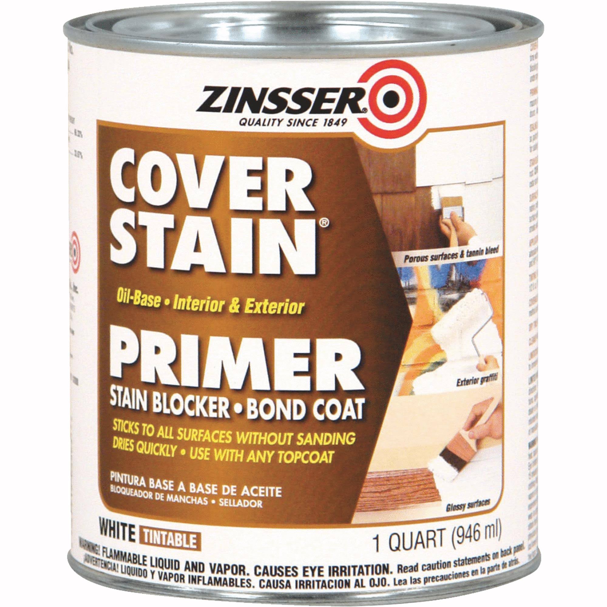 Zinsser Cover Stain Primer - White, Interior/Exterior, 1 Quart