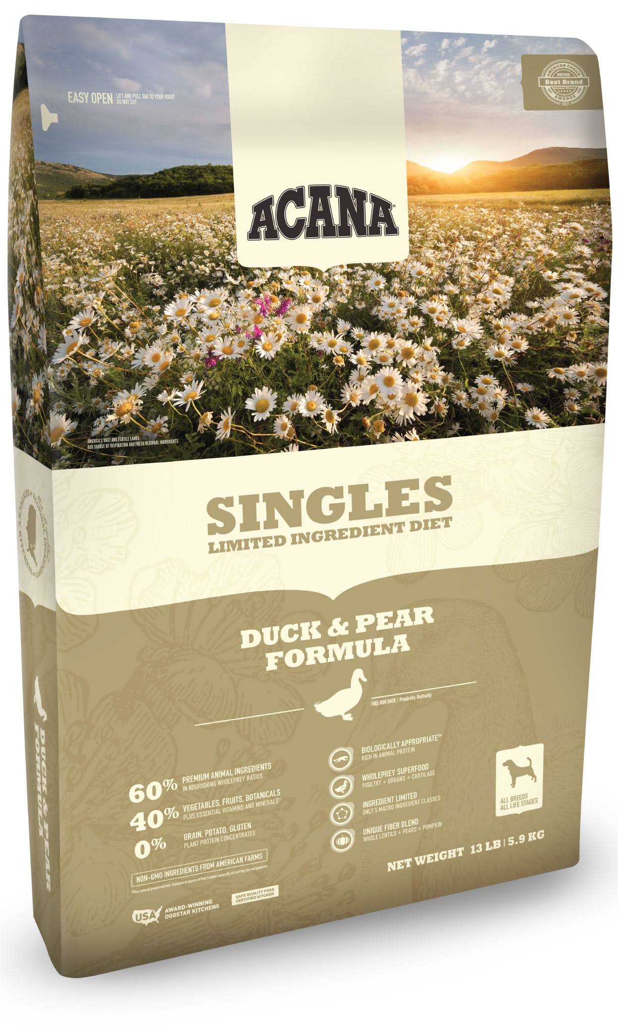 Acana Singles Duck & Pear Dog Food - 4.5lbs