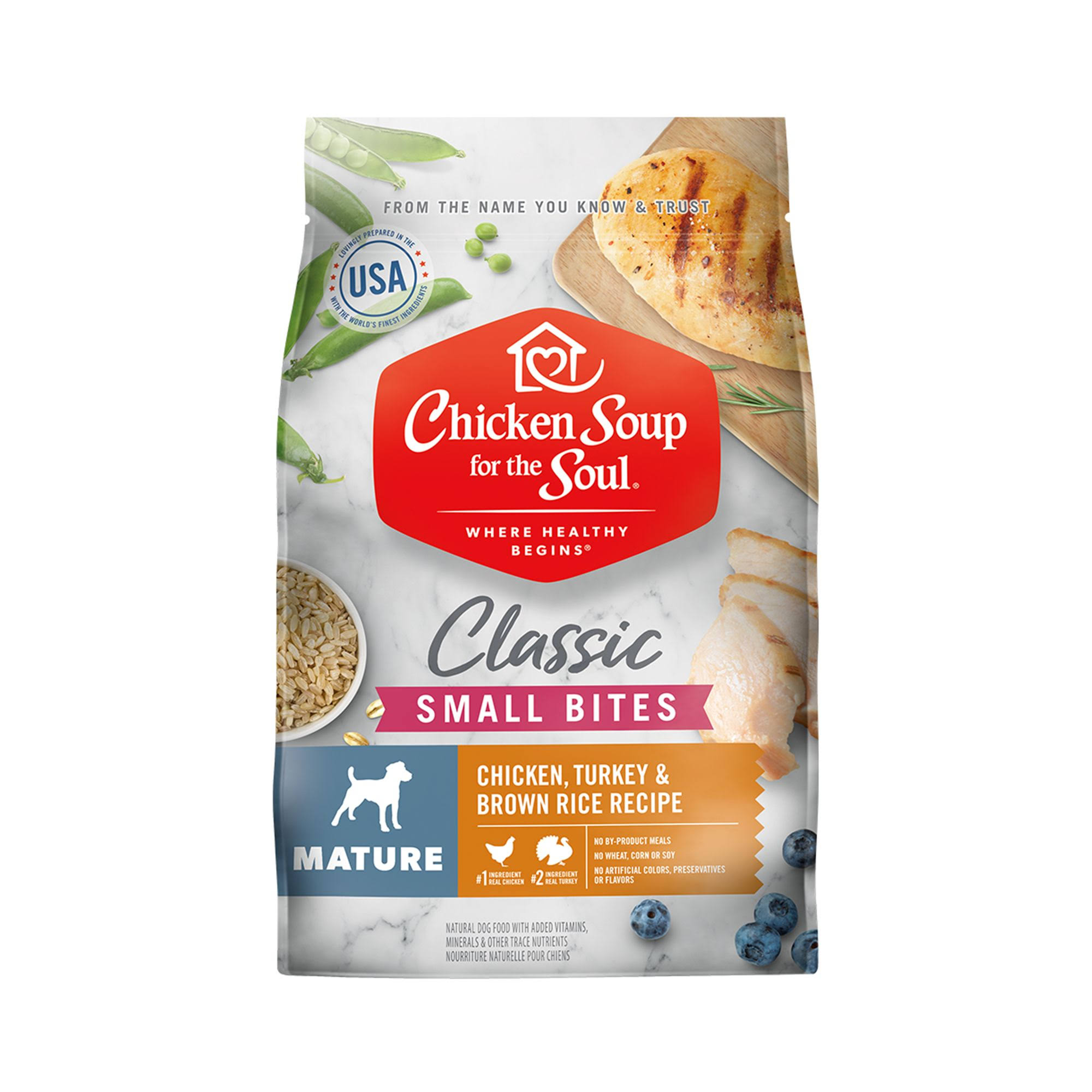 Chicken Soup for The Soul Small Bites Chicken, Turkey & Brown Rice Recipe Mature Dry Dog Food, 13.5-lb Bag