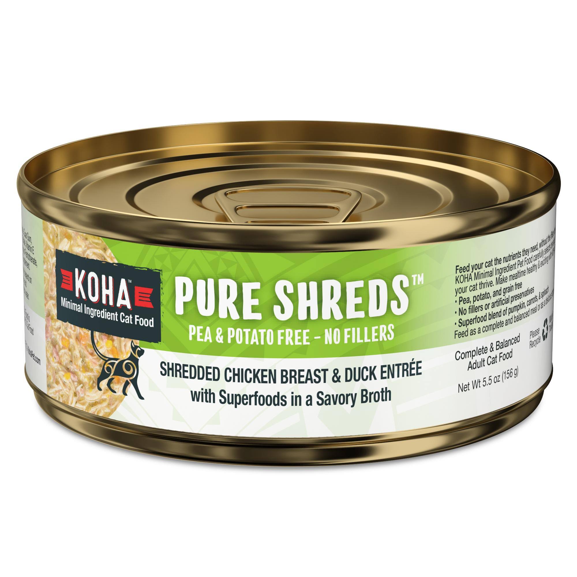 Koha Pure Shreds Shredded Chicken Breast & Duck Entree Cat Food
