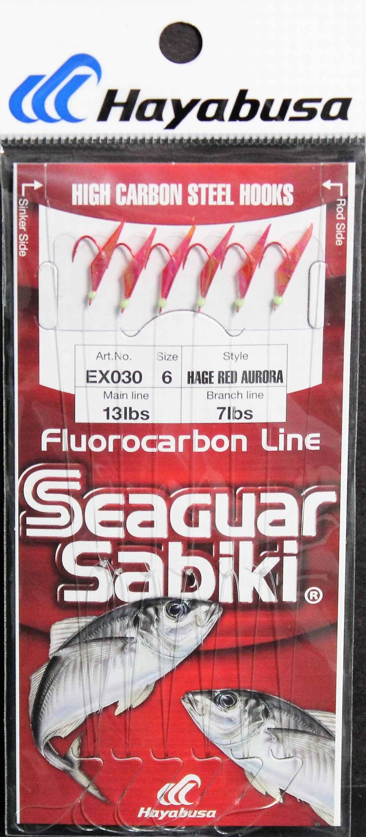 Hayabusa EX030-6 Sabiki Seaguar Red Hook Red Aurora Sz 6 (6 Hooks)