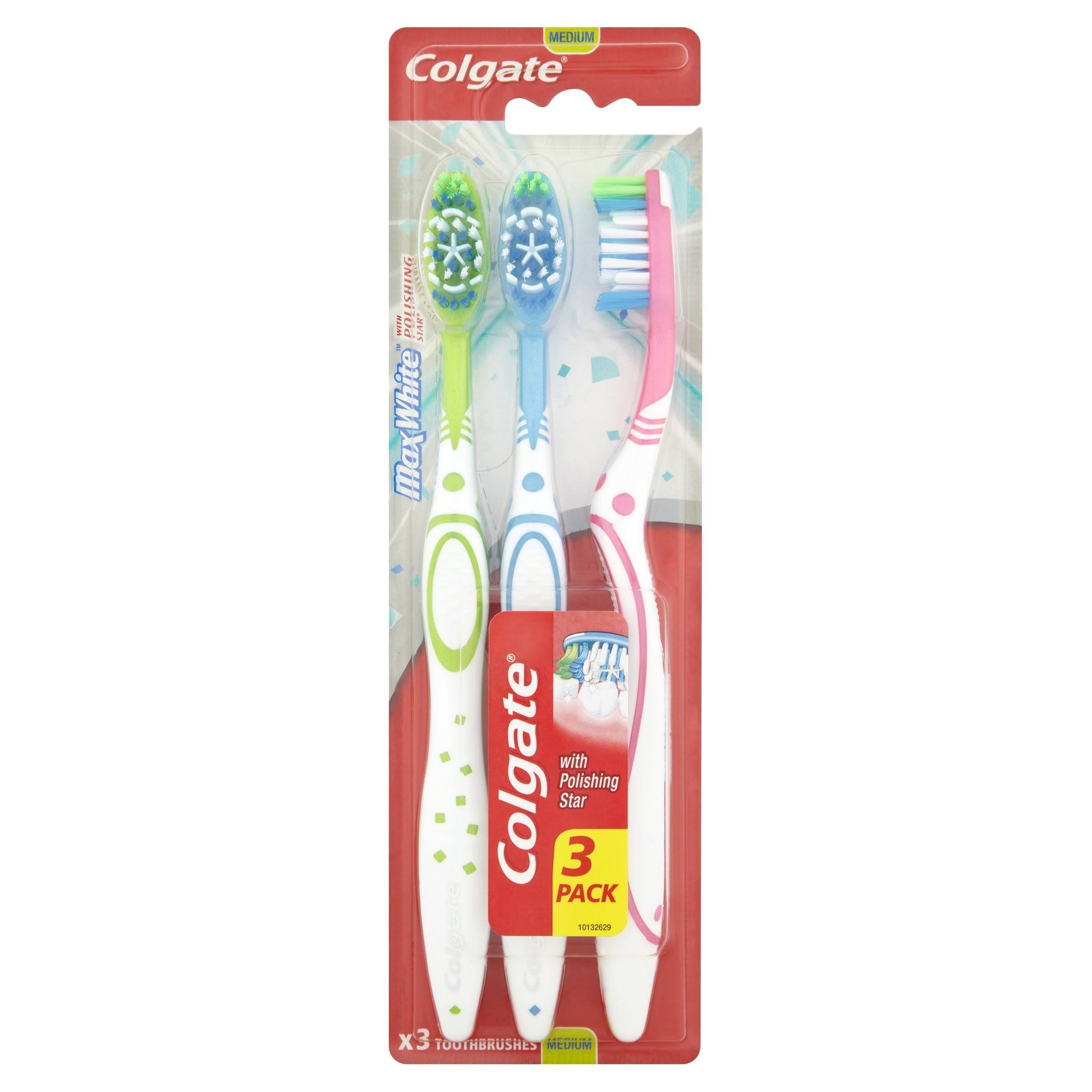 Colgate Max White Toothbrush, Triple Pack (Medium)