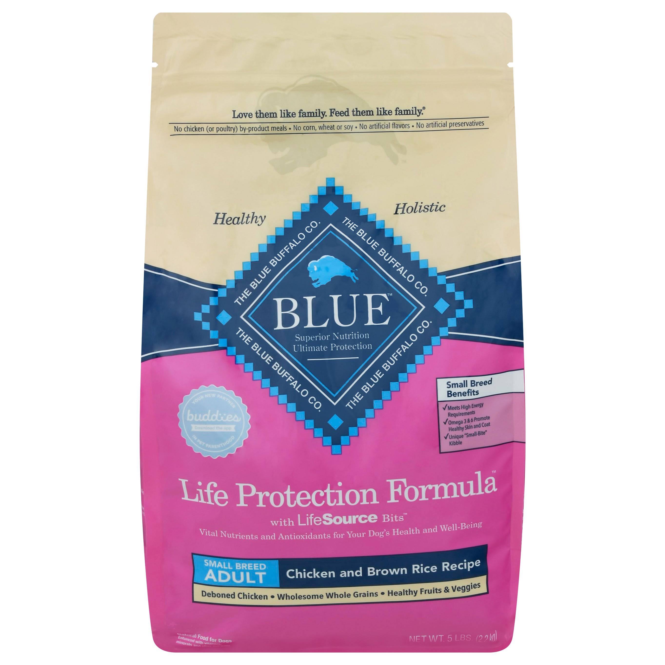 Blue Buffalo Blue Food for Dogs, Chicken and Brown Rice Recipe, Life Protection Formula, Small Breed, Adult - 5 lbs (2.2 kg)