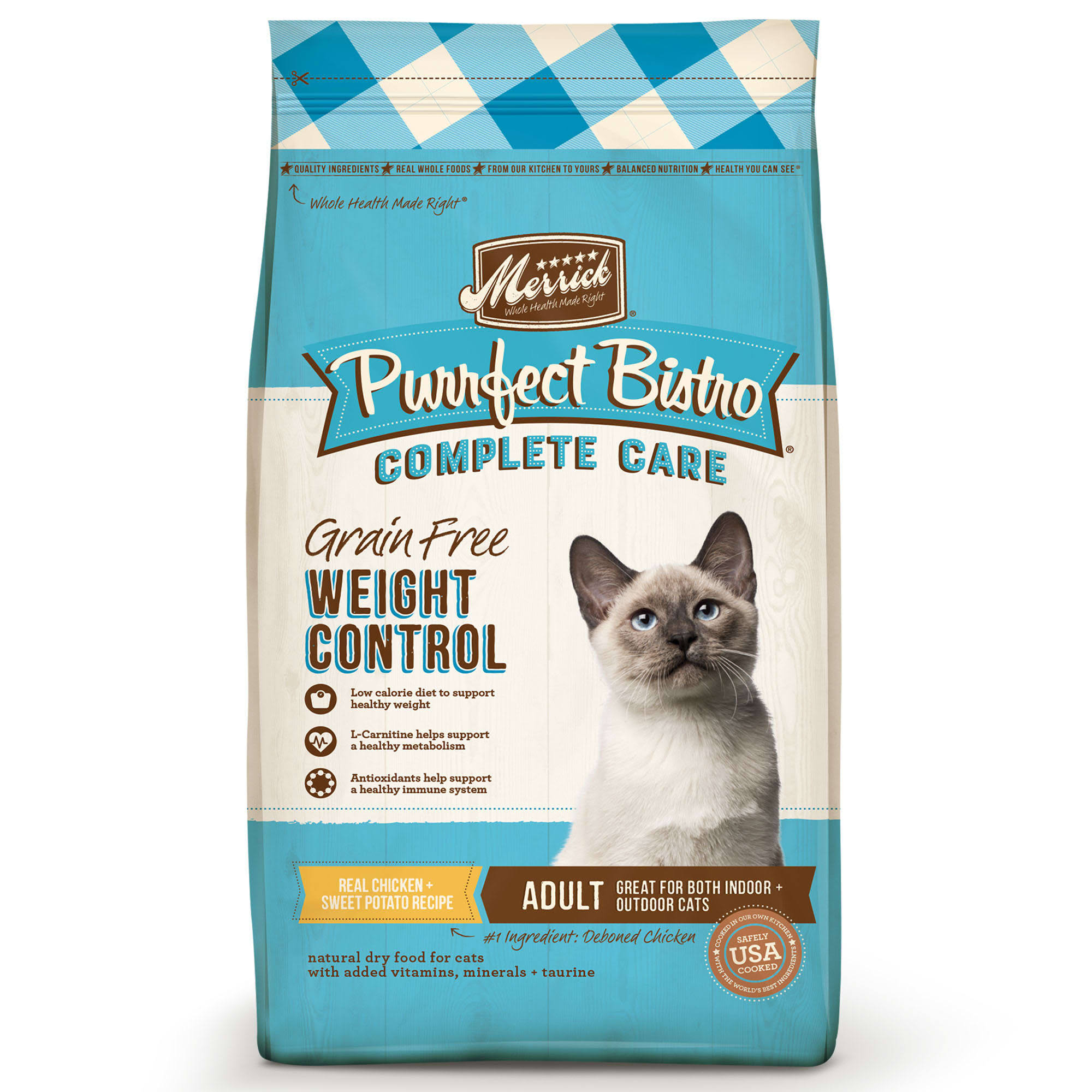 Merrick Purrfect Bistro Grain Free Cat Food - Adult, Dry, Healthy Weight Recipe, 4lbs