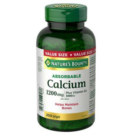 Nature's Bounty Calcium Pills Plus Vitamin D3 Supplement - 200 Softgels