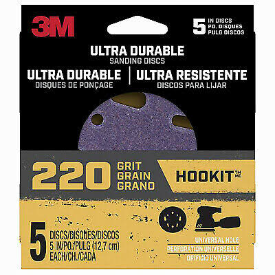 3M Ultra Durable Ceramic Hook & Loop Fine Sanding Disc - 5", 220 Grit , 5pk