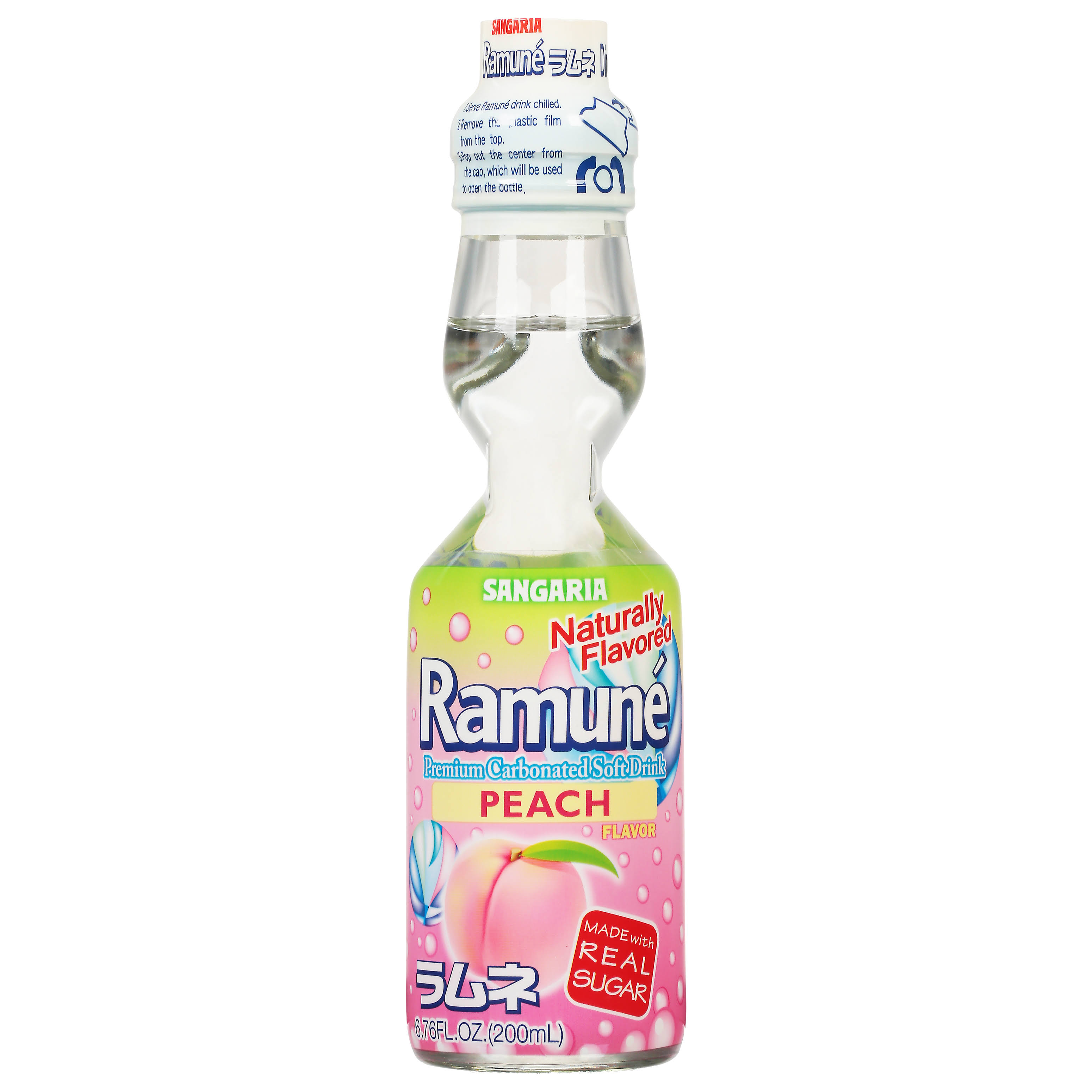 Ramune Soft Drink, Peach Flavor - 6.76 fl oz