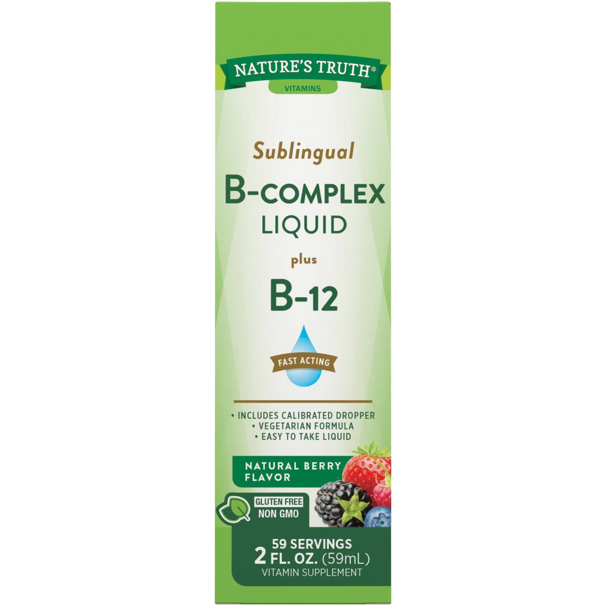 Nature's Truth Sublingual B Complex Liquid Plus B-12 - Natural Berry Flavour Liquid, 60ml