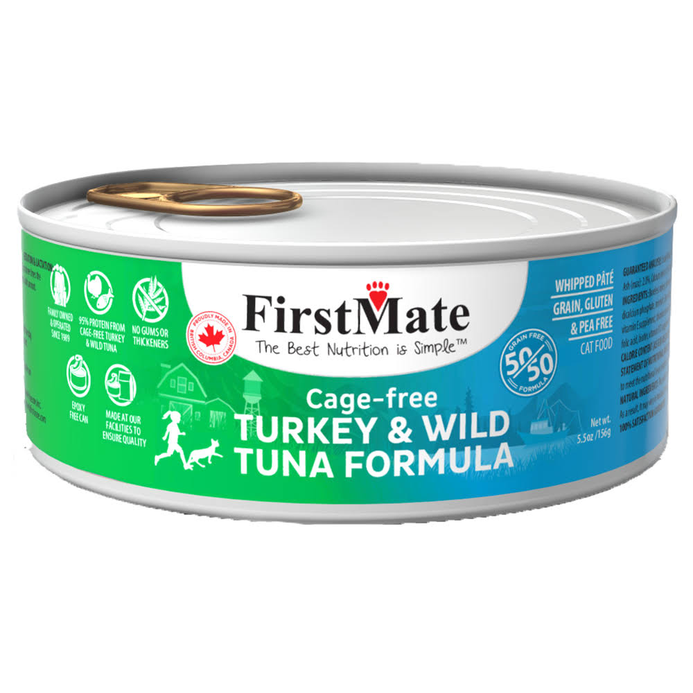 FirstMate 50/50 Turkey & Tuna Formula Grain-Free Canned Cat Food, 5.5-oz
