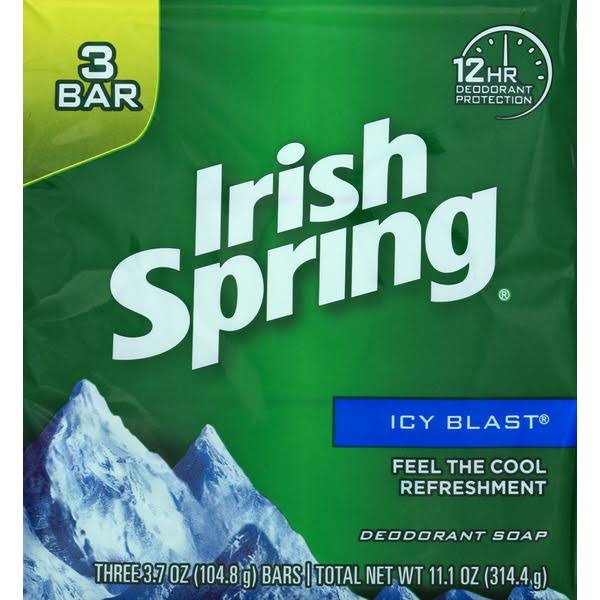 Irish Spring Deodrant Soap - Icy Blast, Pack of 3 Bars