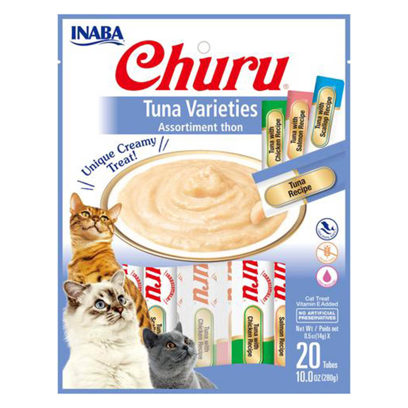 Inaba Churu Creamy Puree Tuna Varieties Cat Treat Tubes 20 Pack 280gm